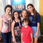 (From left) With their sister, Merit Leighton, August Maturo, Carmen, and Rowan Blanchard at premiere of Dolphin Tale 2 in August 2014.
