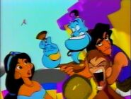 Genie with Aladdin, Jasmine, and Abu in the Magical World of Toons intro
