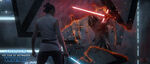 Rey and Kylo Gantry fight.