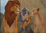 Simba and Nala with Kiara at the end of Kingdom Hearts II