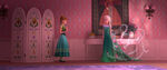 Anna and Elsa in their new gowns