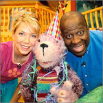 UK presenters Big Dave and Little Alex with Monty Mole at the middle.