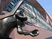 Statue of Wildwing outside Honda Center