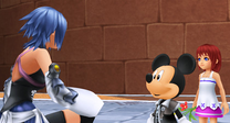 Mickey con Aqua y Kairi.