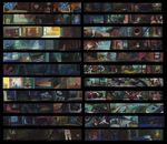 Twenty-two conceptual color script panels by artist, Ralph Eggleston.