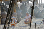 J.J. Abrams and the BB-8 prop at the Jakku Market set in Abu Dhabi.