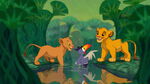 Simba with Nala and Zazu.