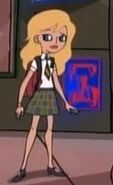 Rose in short blouse, ties, and skirt