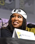 Regina King speaks at the 2018 San Diego Comic Con.