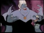 Ursula's "playfully" strangling Flotsam and Jetsam.