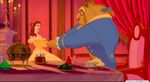 Belle urging Beast to dance