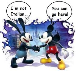 Epic Mickey 2 Topolino e Oswald che si danno la mano fumetto.jpg