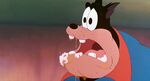 Pete stares in shock seeing Goofy and Max on TV with Powerline.