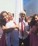 Cameron Boyce and Sarah Jeffery on the set of Descendants