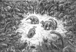 Disney Dinosaur concept the herd in gather circle