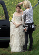 Anna Kendrick on set as Cinderella.