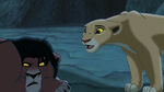 Kovu being thanked by Kiara for saving her