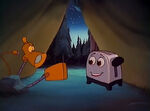 Toaster talking to Lampy