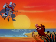 The castaway being helped by Timon and Pumbaa