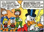 Hortense introduces Scrooge to her twins, Della and Donald.