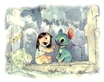 Lilo talking to Stitch