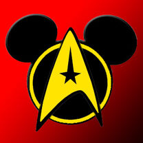 El rostro de Mickey Mouse con el símbolo de Star Trek