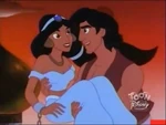 Jasmine being caught by Aladdin