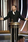 Ricky Gervais hosting the 77th annual Golden Globes in January 2020.