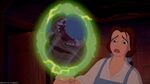 Belle using the Enchanted Mirror to show the angry villagers the Beast