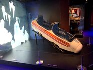 A bobsled car at Disney's 100 Exhibition at the Franklin Institute