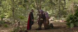 Thor stabs Thanos 