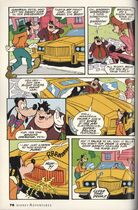 Goofy takes a look at Pete's new car.