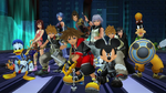 Roxas y los protagonistas de la saga de Kingdom Hearts.