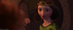 Elinor smiling while trying to speak to Fergus as though she were speaking to Merida