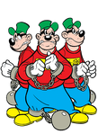 The Beagle Boys as they appear in the Italian Topolino comic.