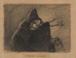 Story sketch of the Witch after completing her transformation by a Disney Studio Artist.
