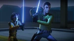 Ezra y Kanan preparándose a pelear