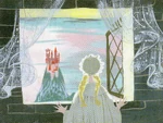Cinderella looking out to the castle, by Mary Blair.