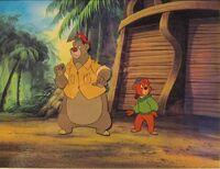 Rare production cel of Baloo with Kit Cloudkicker.