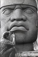 Sculpting an Olmec head