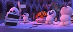 The Snowgies eat the cake