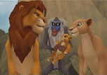 Simba con Nala, Rafiki y Kiara.