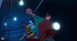 Fagin driving Jenny and the others into a tunnel