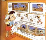 Pinocchio reviewing the script and storyboard of a scene from his movie