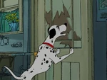 Pongo barks at Cruella who stormed off after Roger told her off.