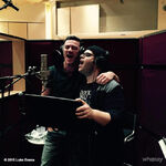 Luke Evans and Josh Gad recording for Gaston and Lefou