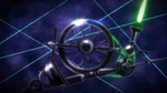 The Spinning Wheel as the headpiece of Malleus Draconia's staff, in the Twisted Wonderland anime trailer of the Diasomnia dorm