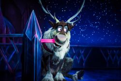 Sven's animatronic in Frozen Ever After.