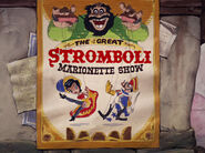 Gendarme puppet on the poster advertising Stromboli's puppet show.