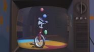 Red on the television screen in Toy Story 2.